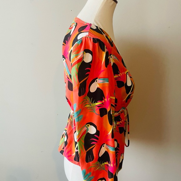 Farm Rio Toucan Wrap Blouse RARE - Picture 6 of 9